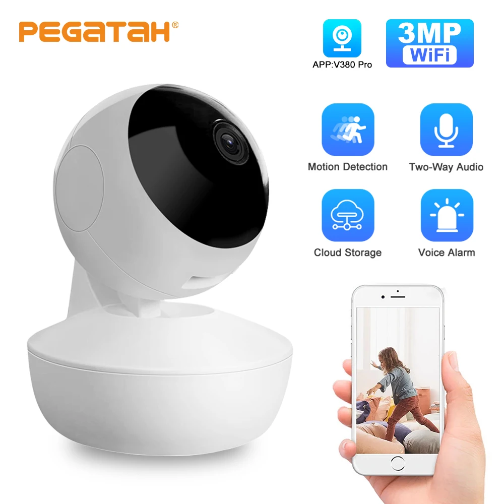 

3MP WIFI IP Camera Indoor Baby Monitor Wireless Smart Home Two Ways Audio Security Surveillance CCTV Cameras H.265 V380 Pro