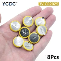 8x cr2025 cr 2025 button battery with 2 pins 3v high energy coin cell for small electronics mounting pinstabs single use