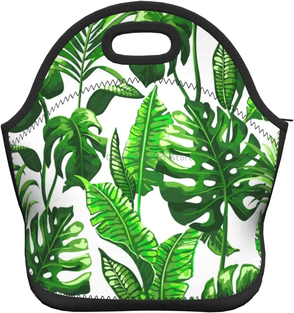

Insulated Neoprene Lunch Bag Tropical With Palm Leaves Reusable Lunch Tote Bag For Camping Fitness Girls Boys