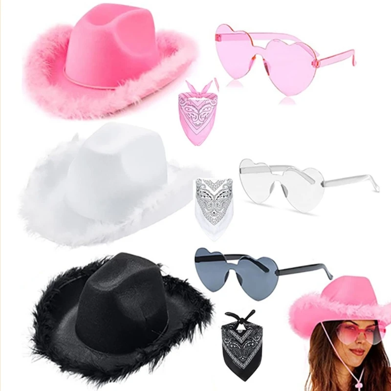 

Cowboy Hat Glasses Bandana Cowgirl Hat Women Bachelorette Party Hat Funny