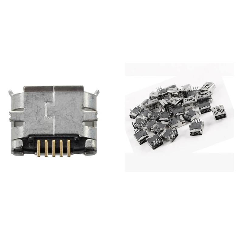 

Гнездовой разъем Mini USB Тип B, 50 шт., 5-контактный прямоугольный разъем DIP Jack