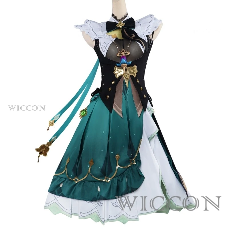 Genshin Impact Emilie Косплей Костюм Парик Платье Униформа Серьги Очки Шляпа Фонтейн Розы