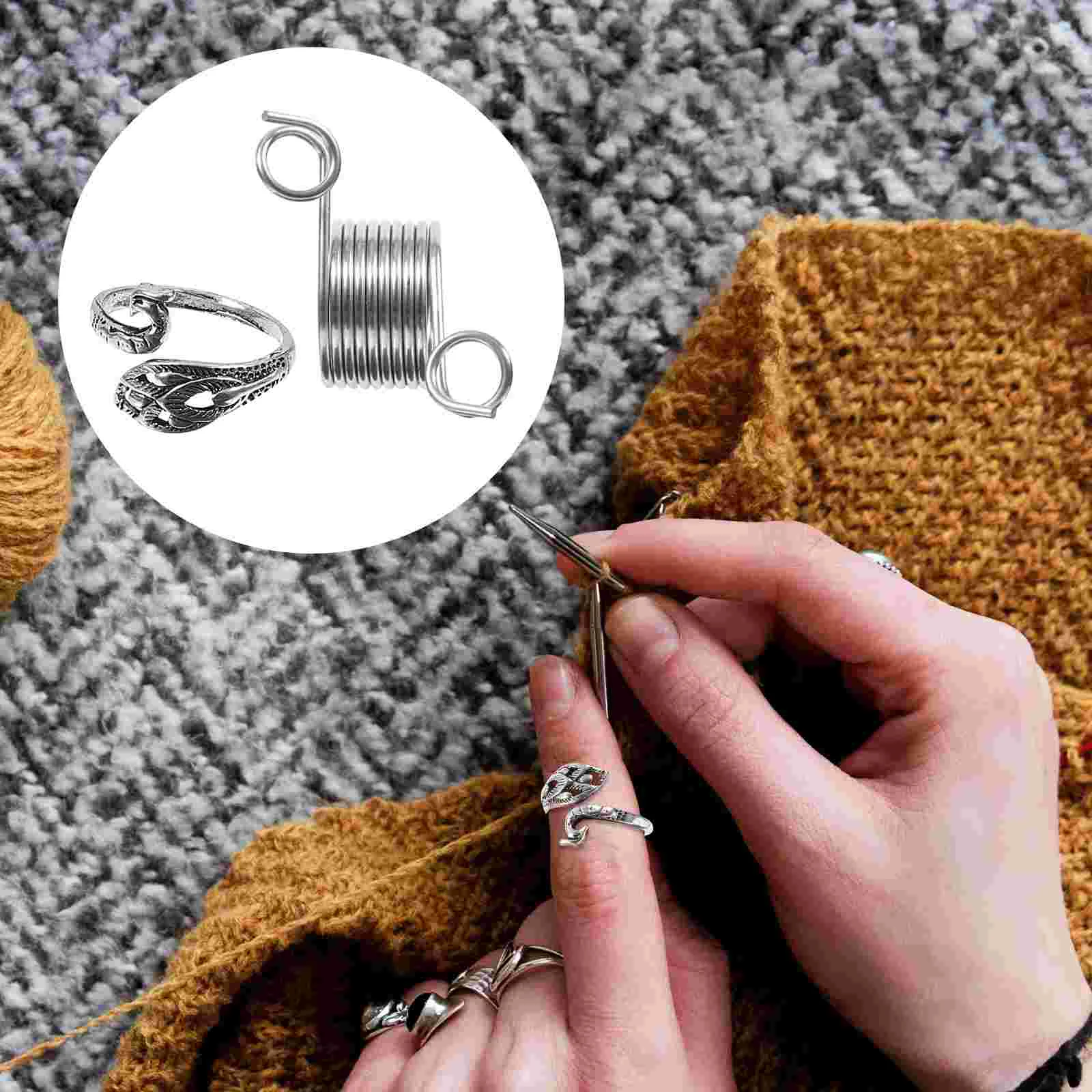 

Ring Knitting Finger Crochetadjustable Guide Thimble Yarn Ringsopen Braided Threadfaster Metal Crafts Accessories Tool