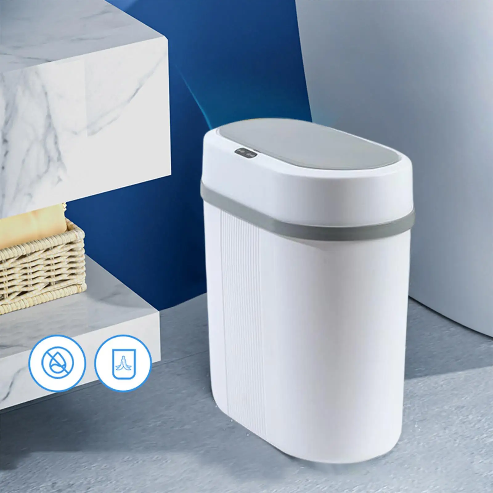 

Waste Basket Garbage Can 12L Induction Sensor Infrared Induction Narrow Trash Smart Trash for Office Home Living Room Bedroom