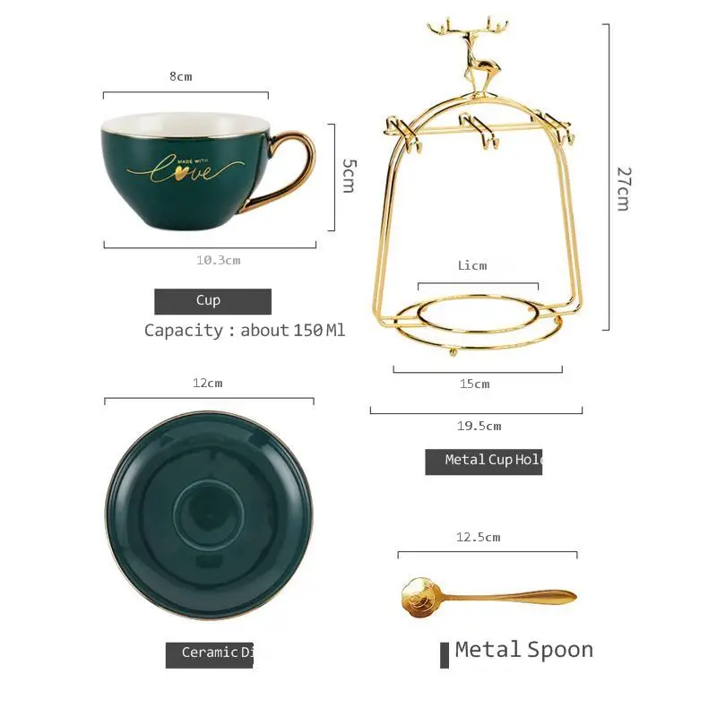 Элегантная креативная керамическая кофейная чашка из костяного фарфора набор 4