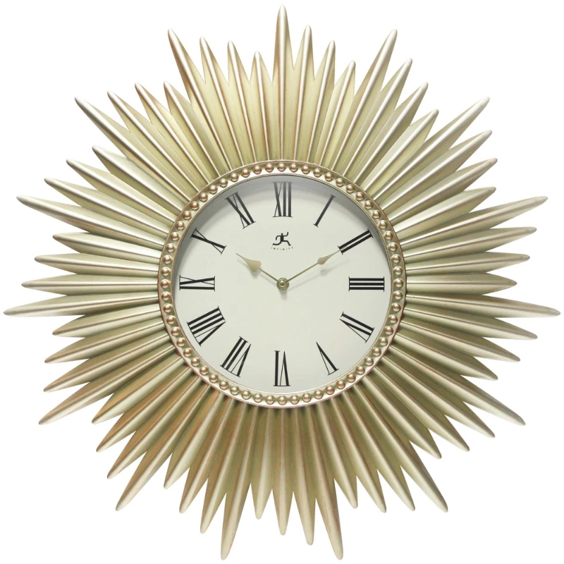 

Бесплатная доставка, 24-дюймовые золотые аналоговые современные настенные часы Sunburst