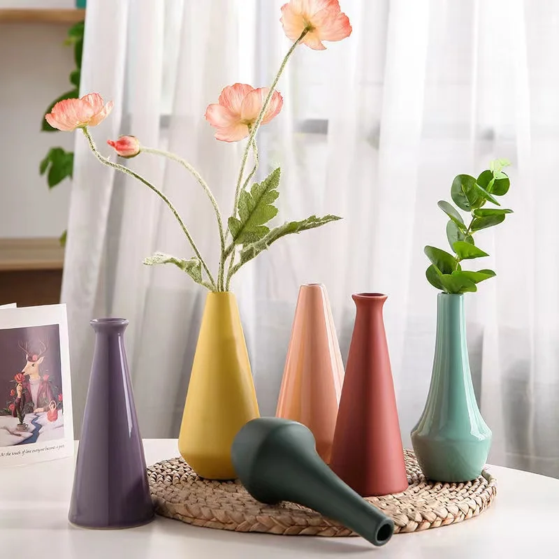 

Современная креативная простая Керамическая маленькая ваза, сушеные цветы, доступны в шести цветах