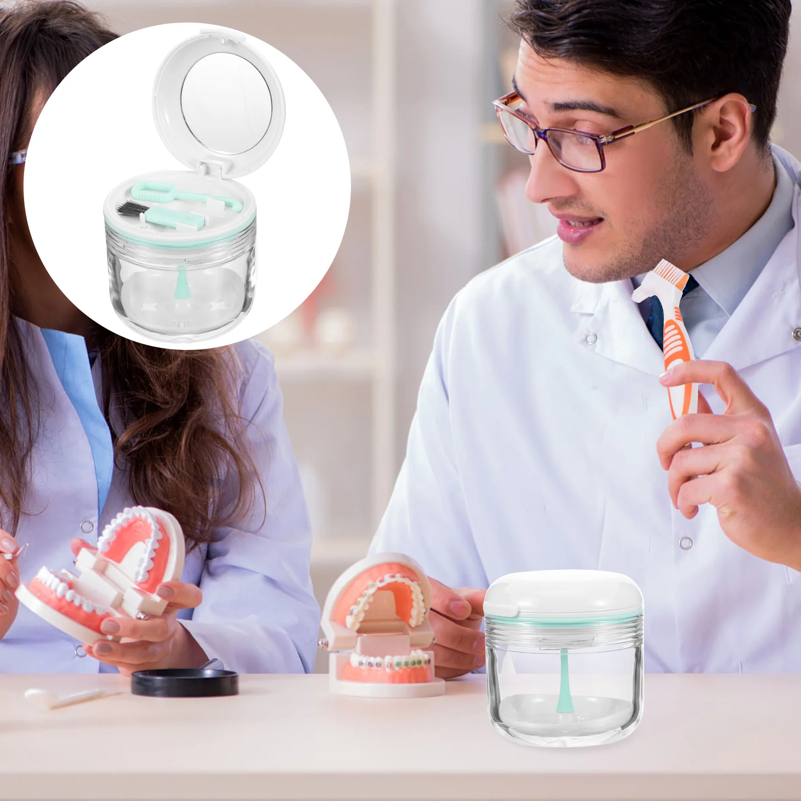 

Holder Desktop Stand False Teeth Denture Retainer Container Case Plastic Cleaner Storage Travel Tooth Containers