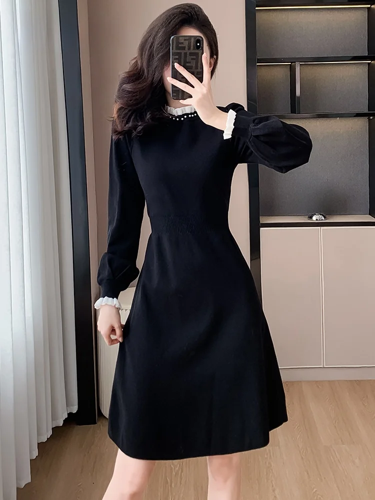 Трикотажное платье 2024 ранняя весна новинка для женщин осень и зима