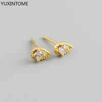 1 pair simple and fresh stud earrings diamond studded drop shaped s925 silver earrings gold fashion small earrings women