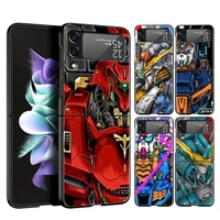 anime gundam phone cover for samsung galaxy z flip case black for samsung z flip 3 5g hard pc luxury foldable shockproof shell