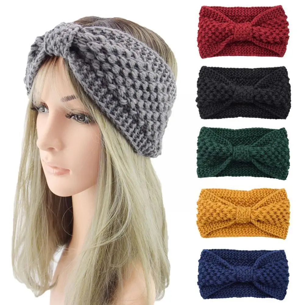 

New Knitted Knot Cross Headband for Women Autumn Winter Girls Hair Accessories Headwear Elastic Hair Band Hair Accessories U1N4