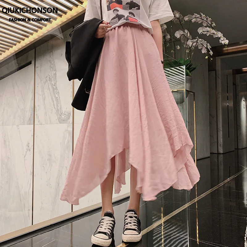 

Туфли в стиле Mori Girl, хлопковая льняная юбка женская красивая летняя асимметричное платье с высокой талией, а-силуэт, длинный миди юбки для девушек