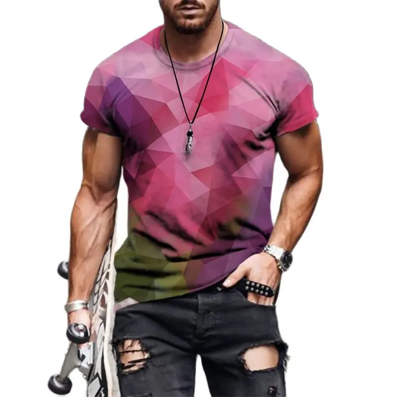 

2023 New Summer Crew Neck 3D Colorful T-Shirt for Men Full Printe Short Sleeve Tops Summer Casual Shirts Men Clothing