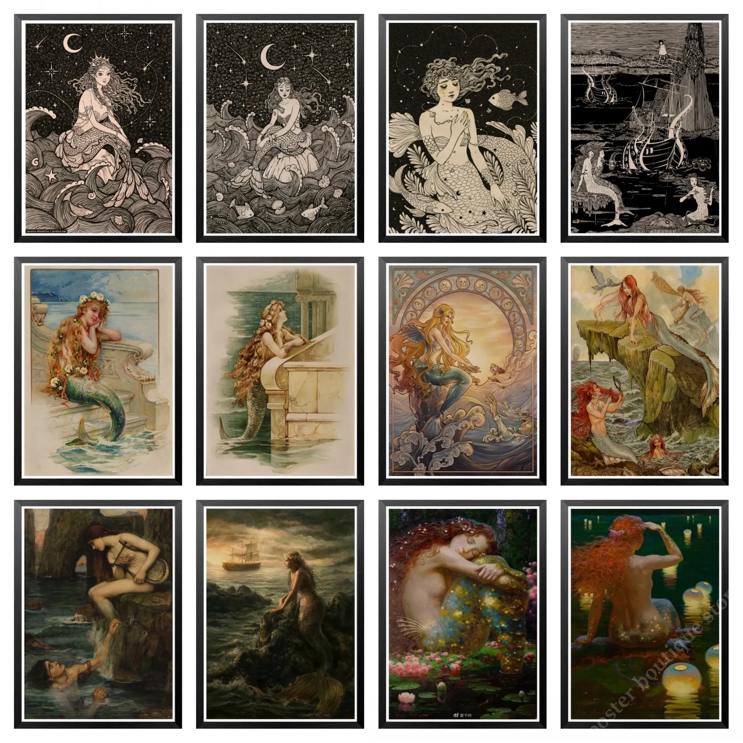 Ретро плакат с русалкой и печать очаровательный Морской Демон крафт-бумага Ретро постеры художественная живопись картина для комнаты бара Настенный декор