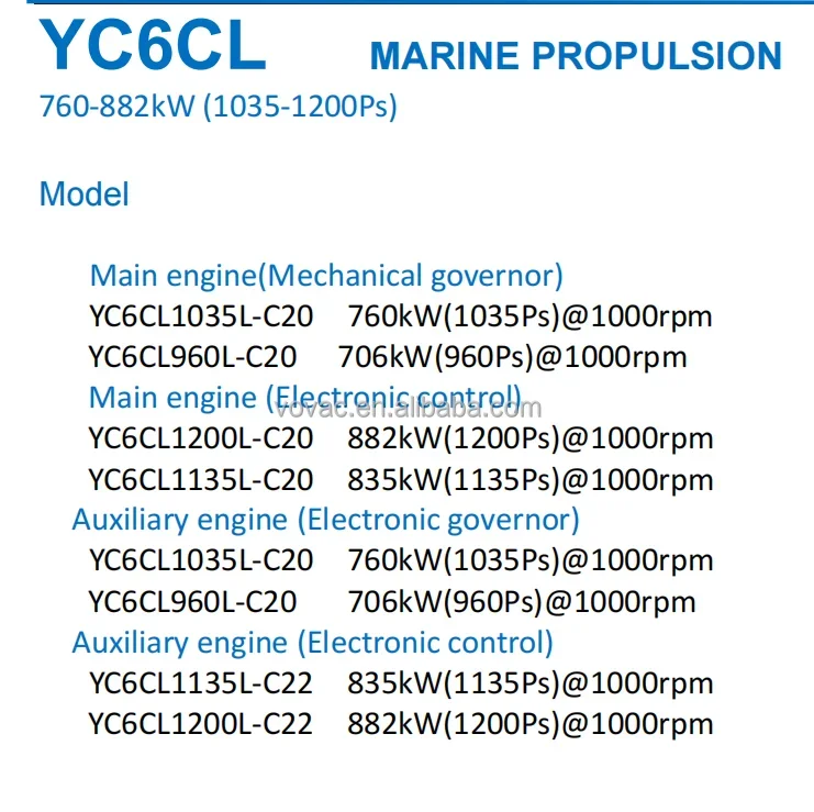 Yuchai Marin ngin YC6CL1200L-C20 1200 1000 об/мин AS MAIN NGIN ДЛЯ грузовых сумок и рыбалки против SL