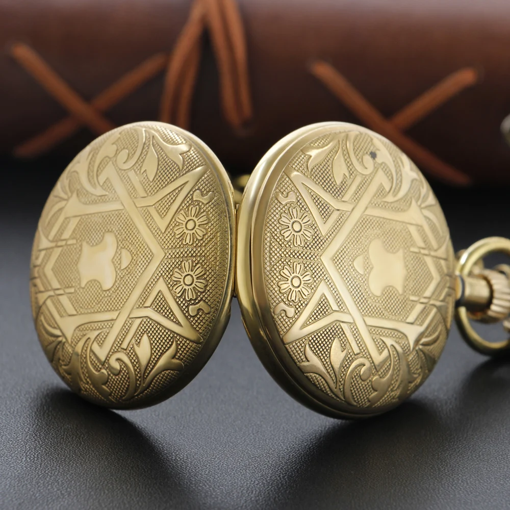 High Quality Luxury Noble Badge Carving Mechanical Pocket Watch Retro Men's Necklace Pendant Clock Women's Jewelry Gift