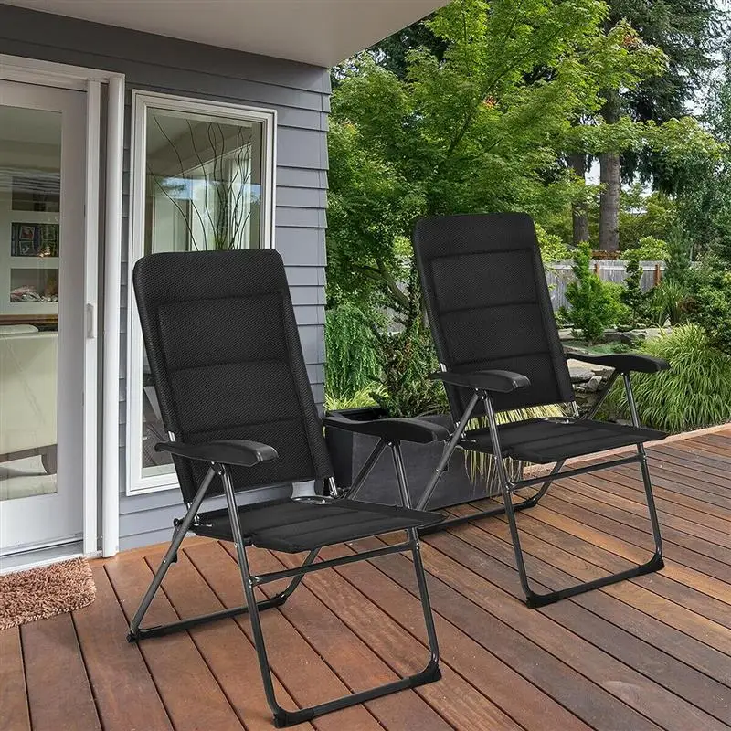 

Обеденные стулья VHPVHP для внутреннего дворика, складные стулья, садовая мебель с откидной подкладкой, регулируемая спинка, 2 шт., патио