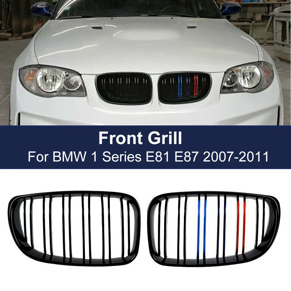 Rejilla delantera de riñón doble para BMW, accesorio de Color negro brillante, modelos E81, E82, E87, E88, 128i, 135i, años 2007 a 2011