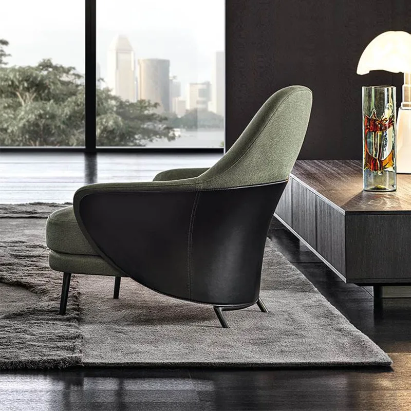 

Italian luxury single person sofa chair post-modern fabric leather art small apartment combination living room luxury leisure ti
