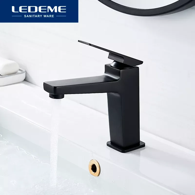 

Basin Sink Faucet Deck Mounted Hot Cold Water Mixer Taps Matte Black Bathroom Tap Crane L1078 L1078U L1078B