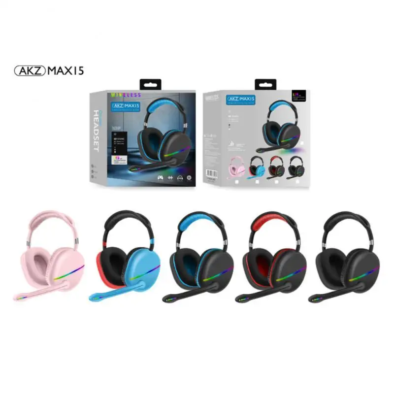 

New MAX15 E-sports Gaming Headset Gamer Stereo Surround Wireless Bluetooth-compatible With LED Colorful Lights With Microphone