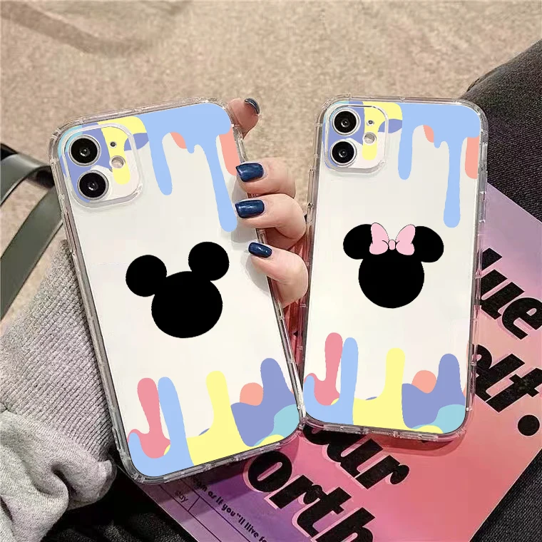 

Watercolor Mickey Mouse Logo For iPhone 13 12 11 Pro 12 13 Mini X XR XS Max 6 6S 7 8 Plus SE2020 Clear Phone Case TPU Back