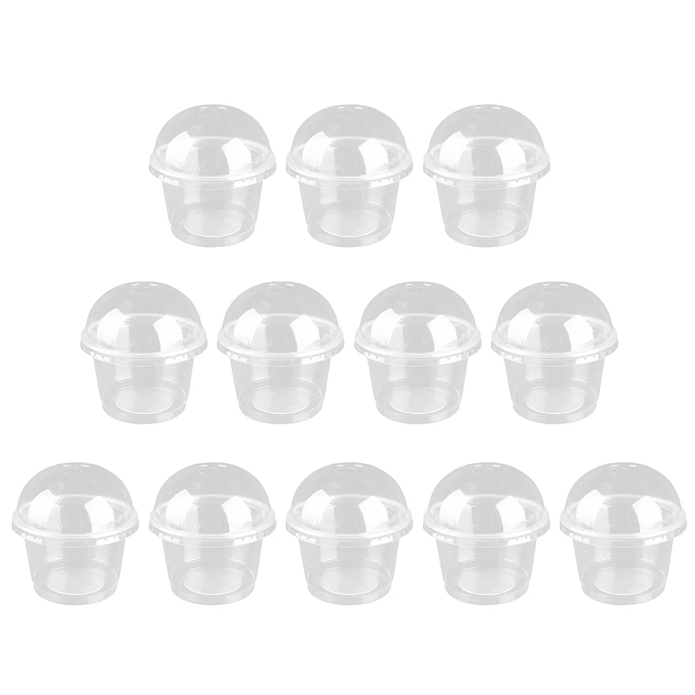 

20 Pcs Clear Cups Disposable Dessert DIY Accessories Salad Cover 9.5x9.5x6.4cm 250ml Plastic