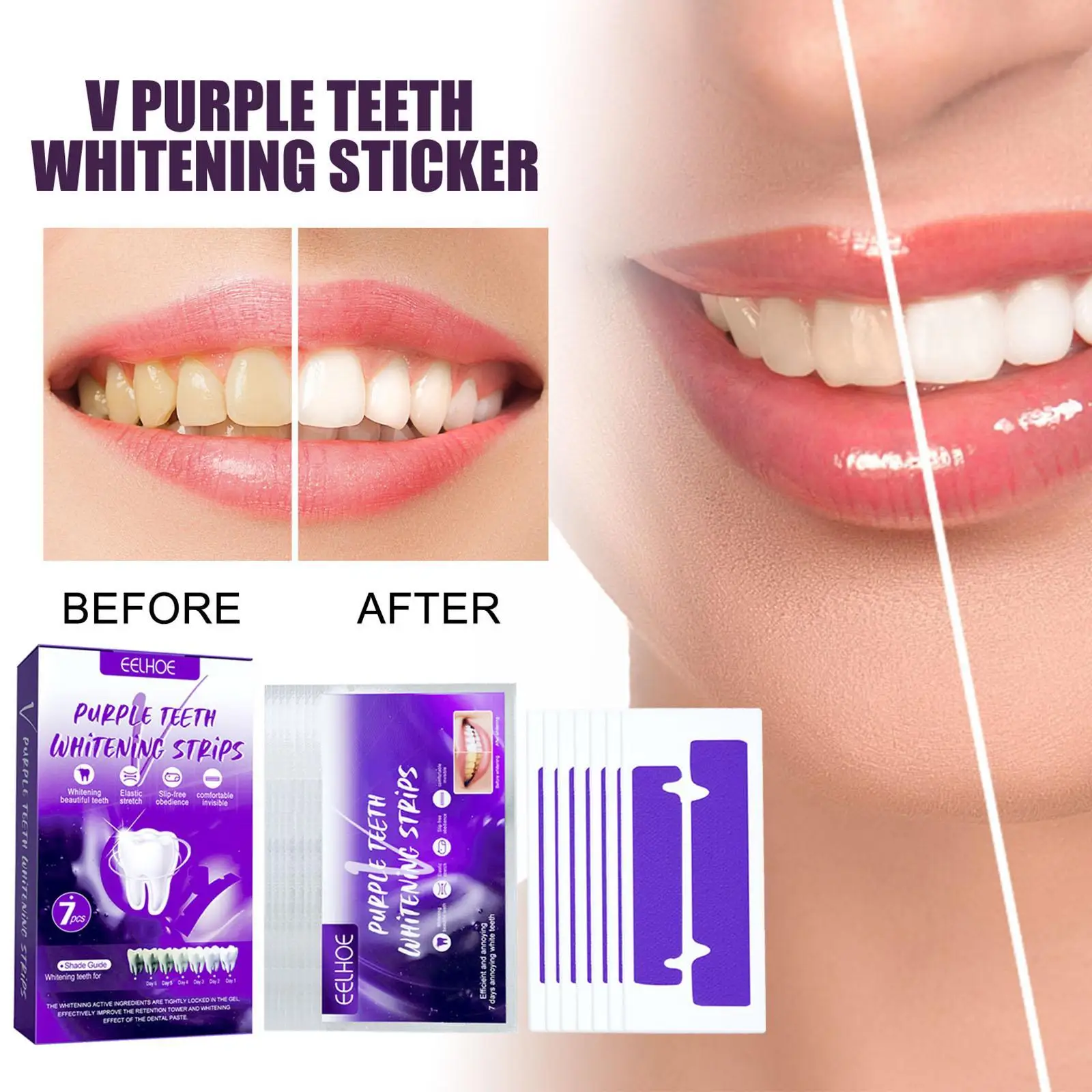 

Dazzling White Tooth Stickers Heldere Witte Tanden Whitening Strips Tandheelkundige Kit Mondhygiëne Care Bleach Tand Stickers