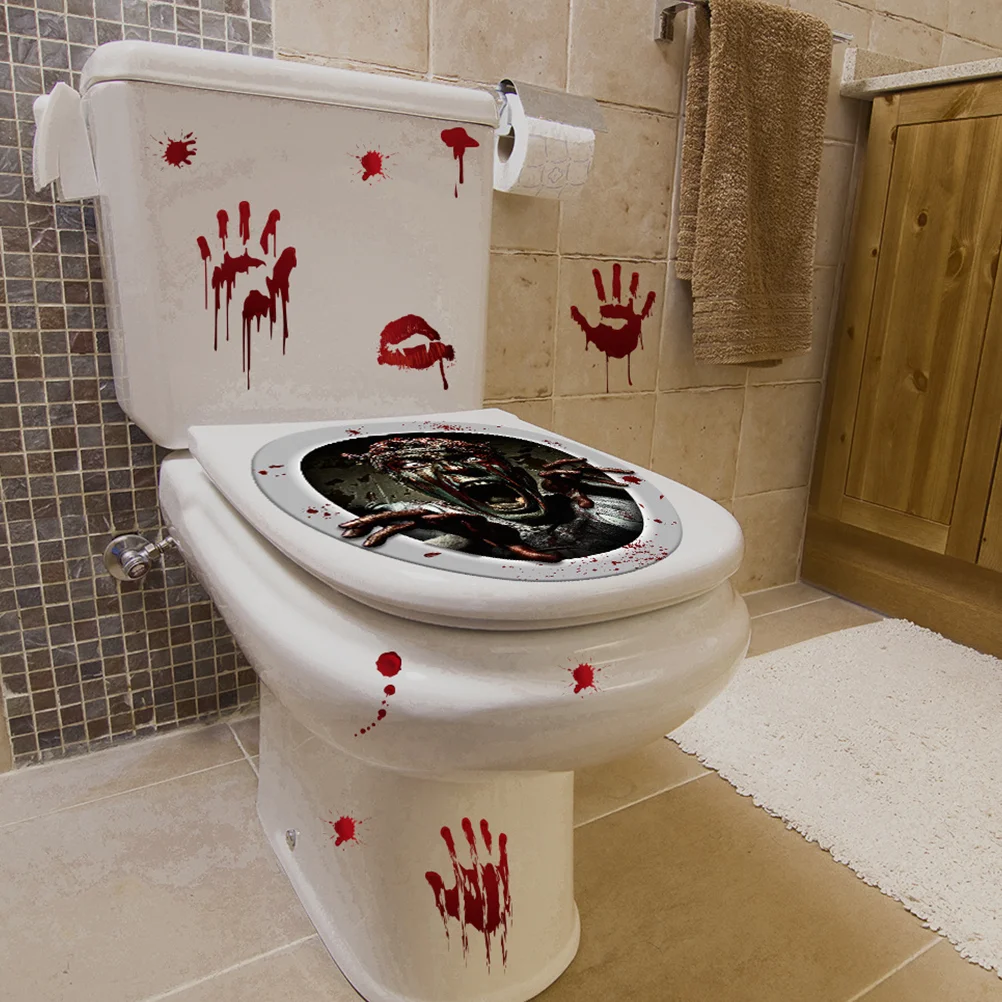 Хэллоуин кричащий зомби наклейка на унитаз сиденье Топпер украшения подарок