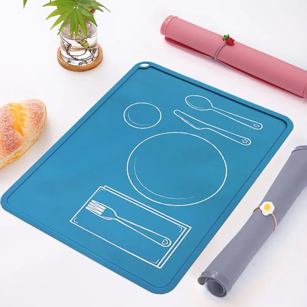

Table Mat Chic Folding Stain-resistant Convenient Dining Baby Place Mat Tableware Supplies Bowl Mat Silicone Placemat