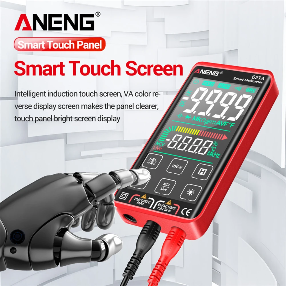 

ANENG 621A Smart Digital Multimeter Touch Screen Multimetro Tester transistor 9999 Counts True RMS Auto Range DC/AC 10A Meter