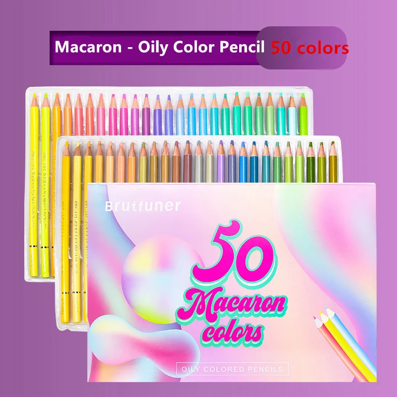 

50 Color Brutfuner Macaron Professional Oil Colored Pencils Wood Watercolor Pencils Drawing Pencil Set For School Art Supplies