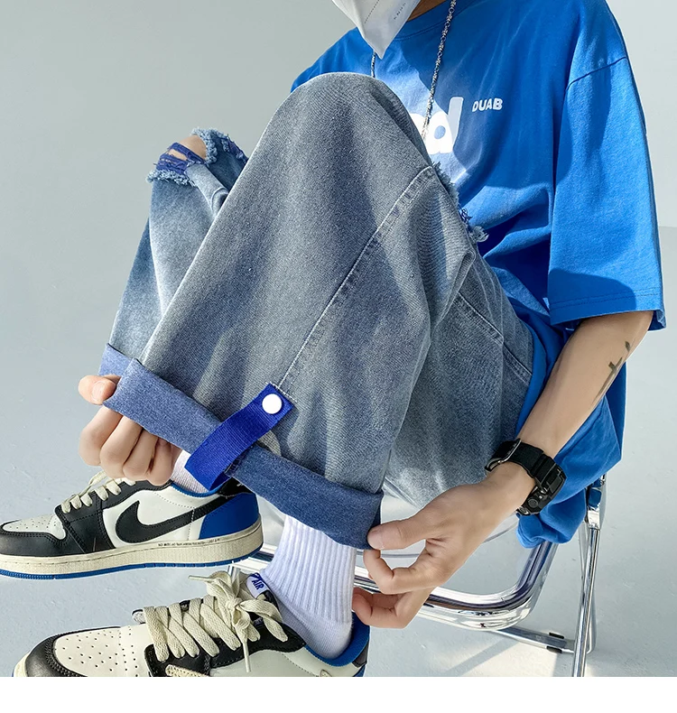 Four Seasons Men's Trend Men's Wide Leg Jeans Fashion Men's Clothing Y2k Pants Men's Streetwear Brands Brands Men's Clothing