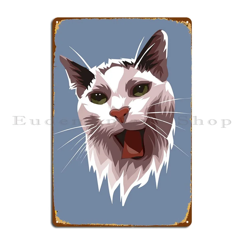 

Милый плакат с изображением белого кота, мерцающий металлический плакат, железная настенная декорация для гаража, жестяной плакат