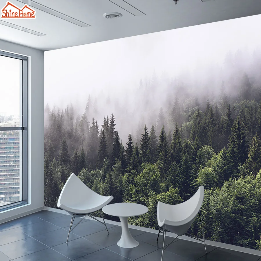 Самоклеящиеся настенные обои с опциональным туманным лесом для декорирования дома жилой комнаты натуральными фоновыми | Отзывы и видеообзор