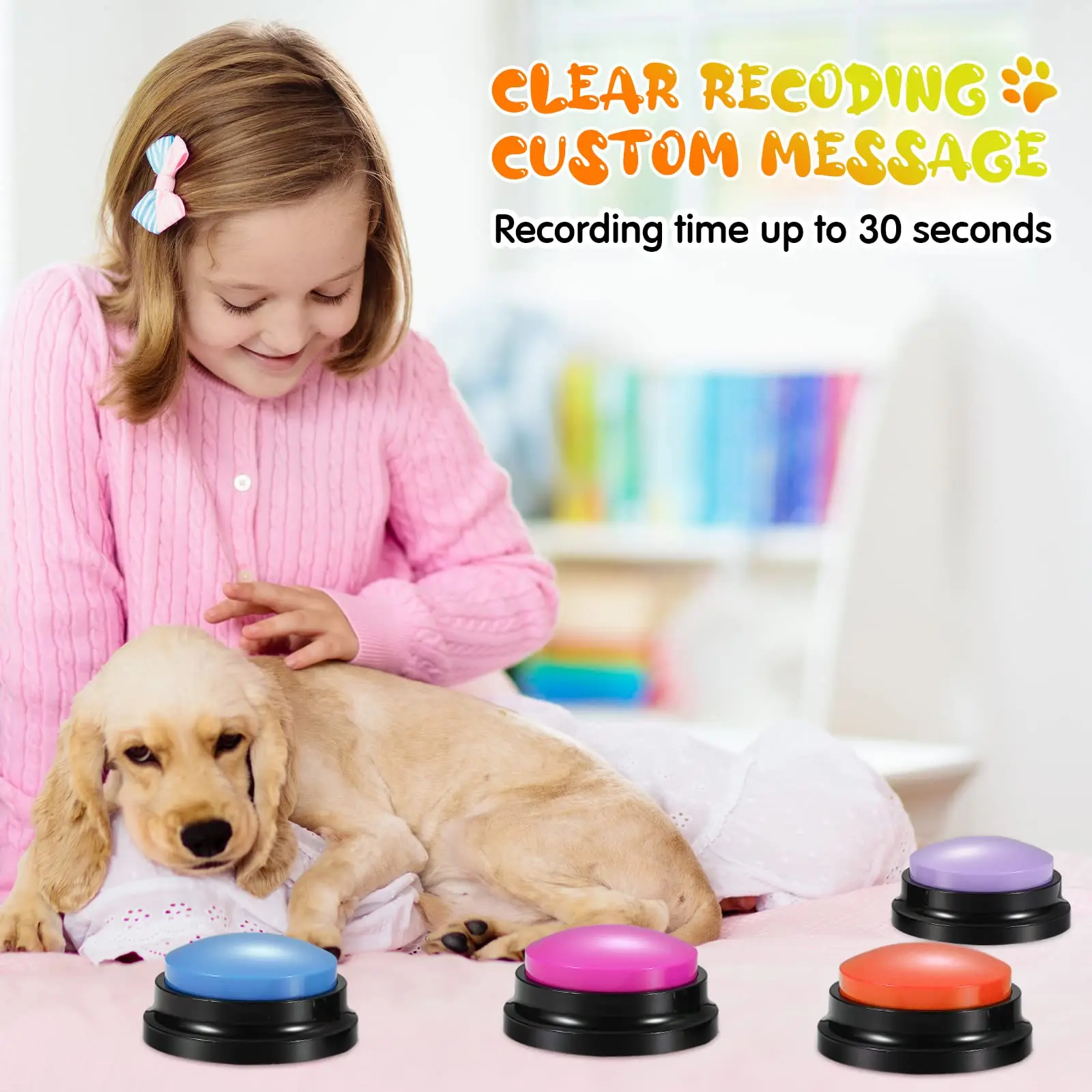 

Voice Recording Button for Pets, Dog Buttons for Communication, Training Buzzer, Recordable Talking Button, Intelligence Toy