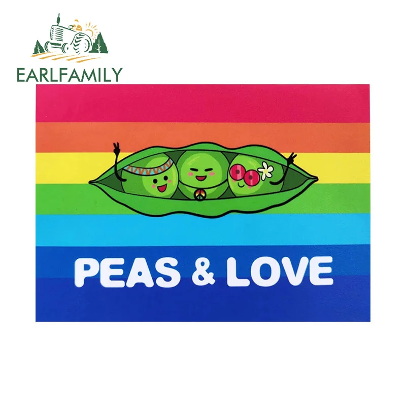 

EARLFAMILY 13cm x 9.2cm for Peas and Love Car Stickers Sunscreen Fashionable Decals Occlusion Scratch Caravan Trunk Decoration