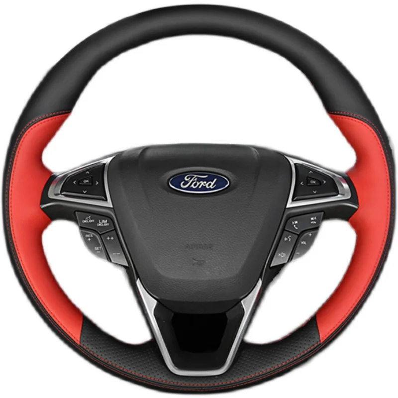 

Customize Black red Leather Hand-stitched Sporty style Car Steering Wheel Cover For Ford Fusion Mondeo 2013 2014 EDGE 2015 2016