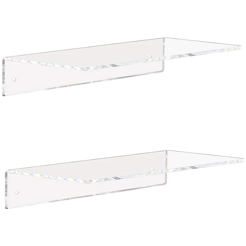 

Acrylic Display Small Shelf, 5Mm Thick Floating Shelves Won'T Fall-Off for Bedroom, Living Room, Bathroom (Clear)