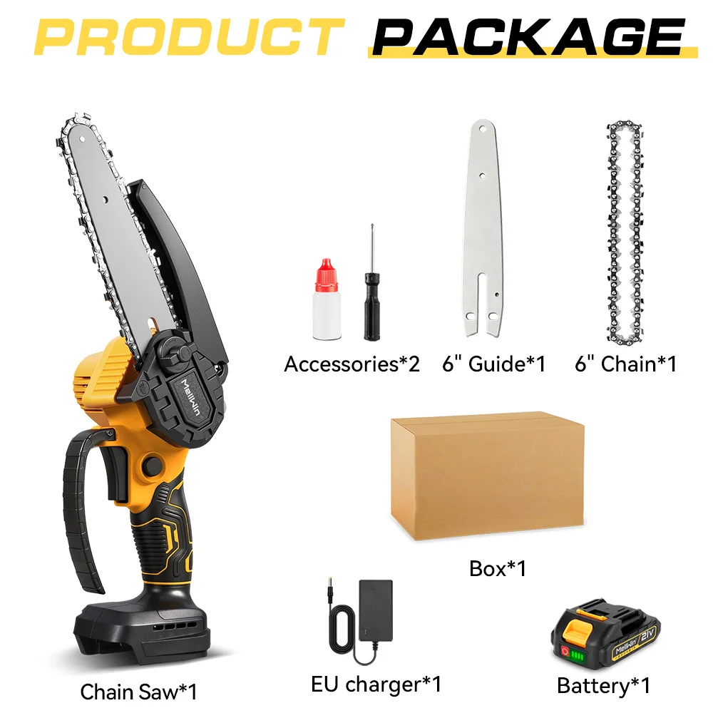 

MELLWIN Аккумуляторная цепная пила 6 дюймов для Makita 18В