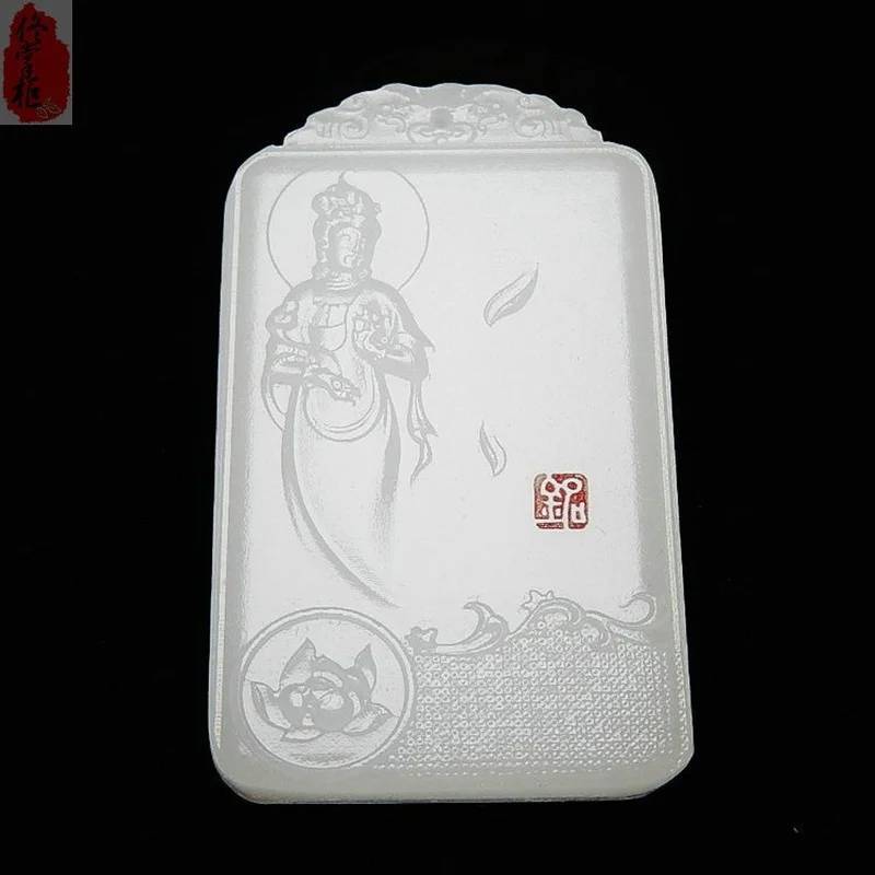 

Natural White Jade Hand-carved Guanyin Pendant Fashion Boutique Jewelry Men and Women Brand Necklace Gift
