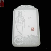 natural white jade hand carved guanyin pendant fashion boutique jewelry men and women brand necklace gift