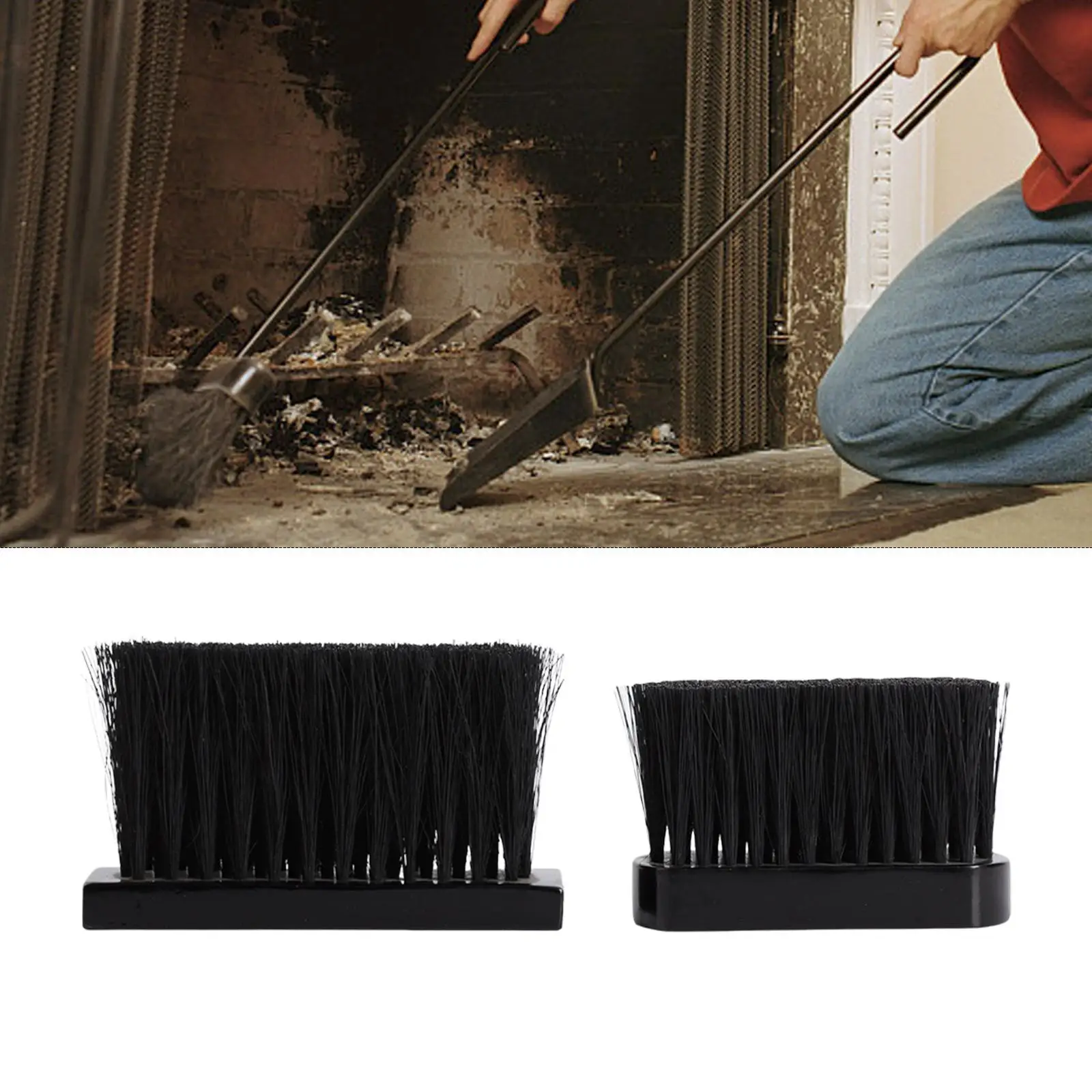 

2Pack Fireplace Brush with Wooden Handle Chimney Durable Oblong Replacement