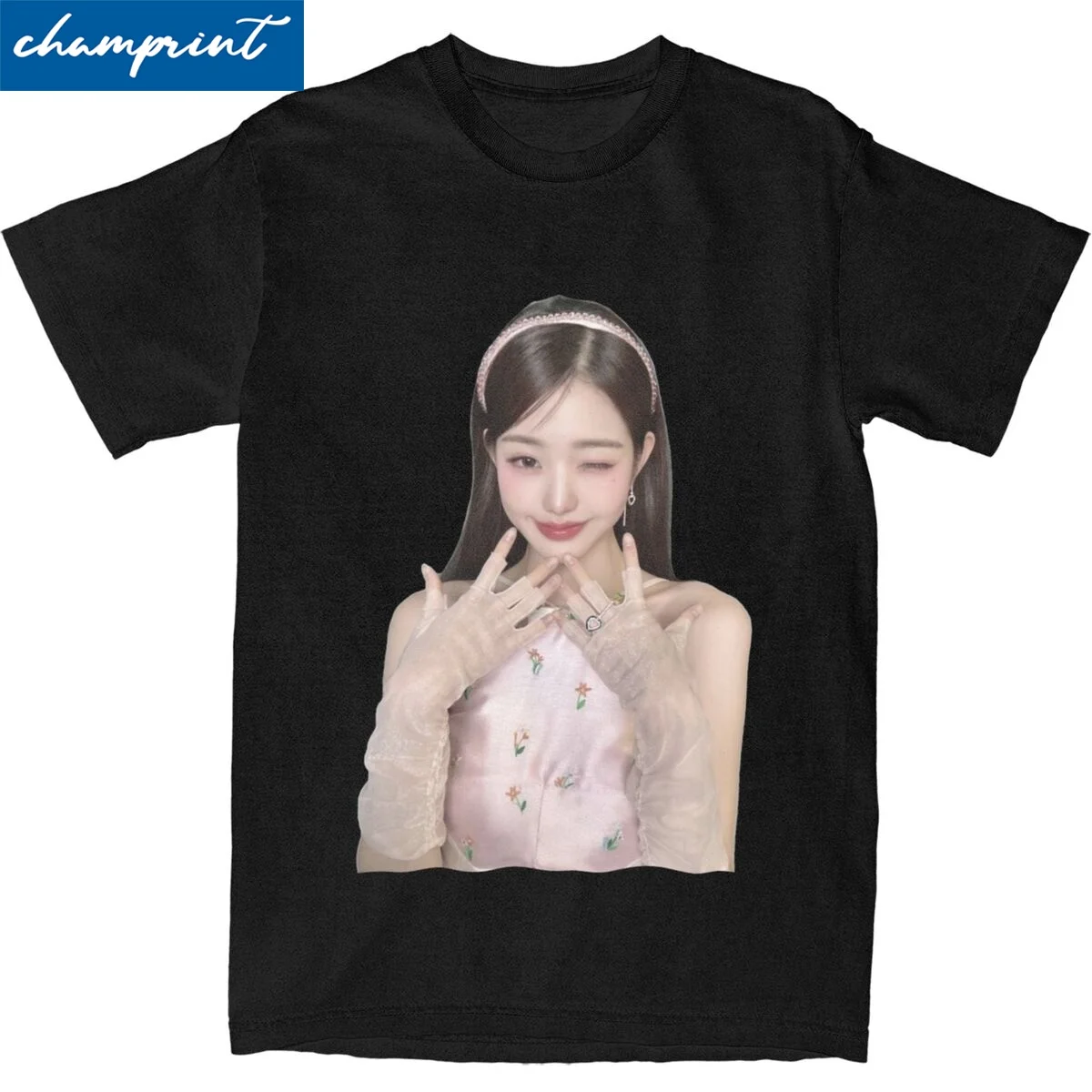 Футболка Wonyoung с коротким рукавом и круглым вырезом для мужчин женщин 100% хлопок