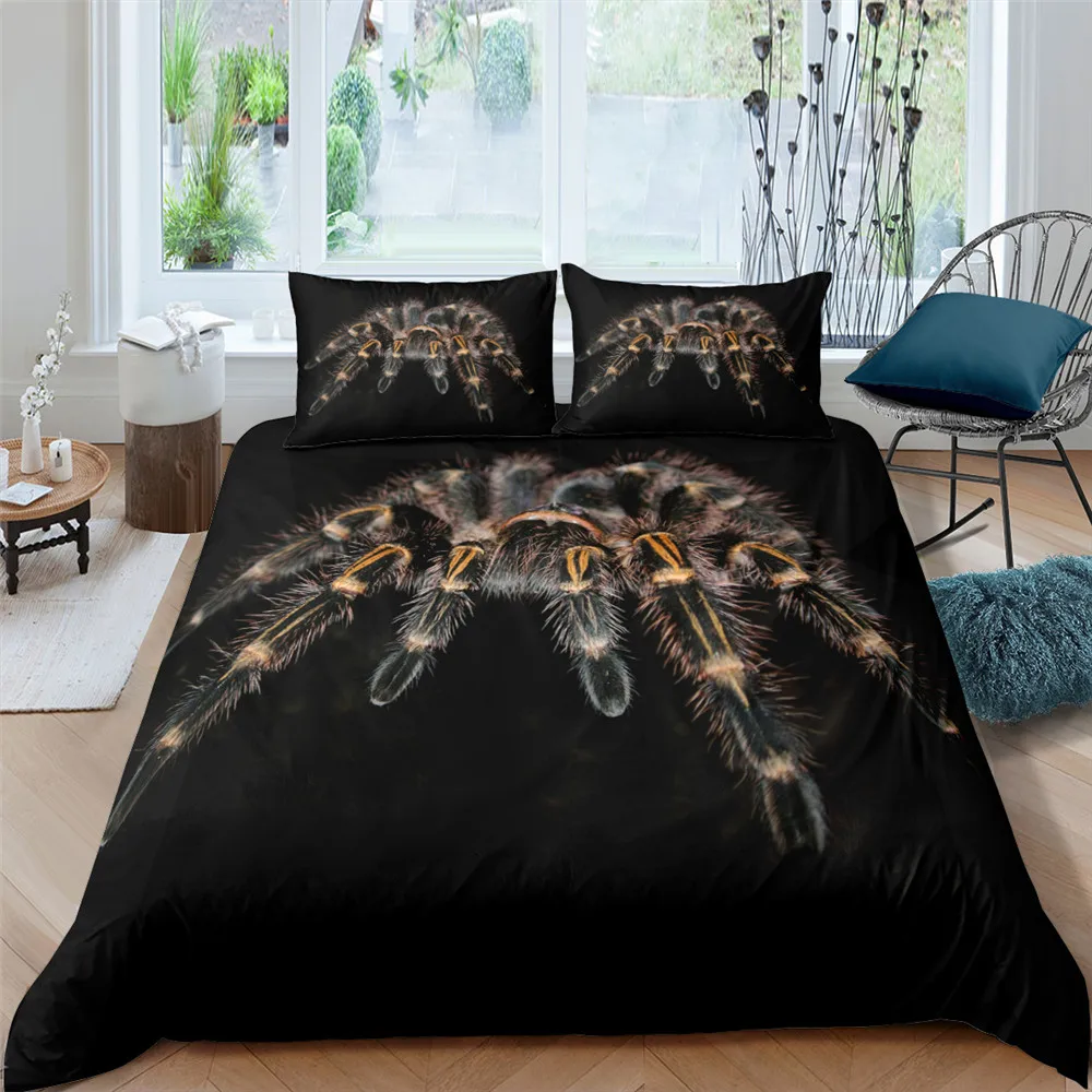 

Cover with Pillow Case Polyster Bedding Sets Single Double Twin Full Queen King Home Textile Bedclothes 3D Spider Printed Duvet