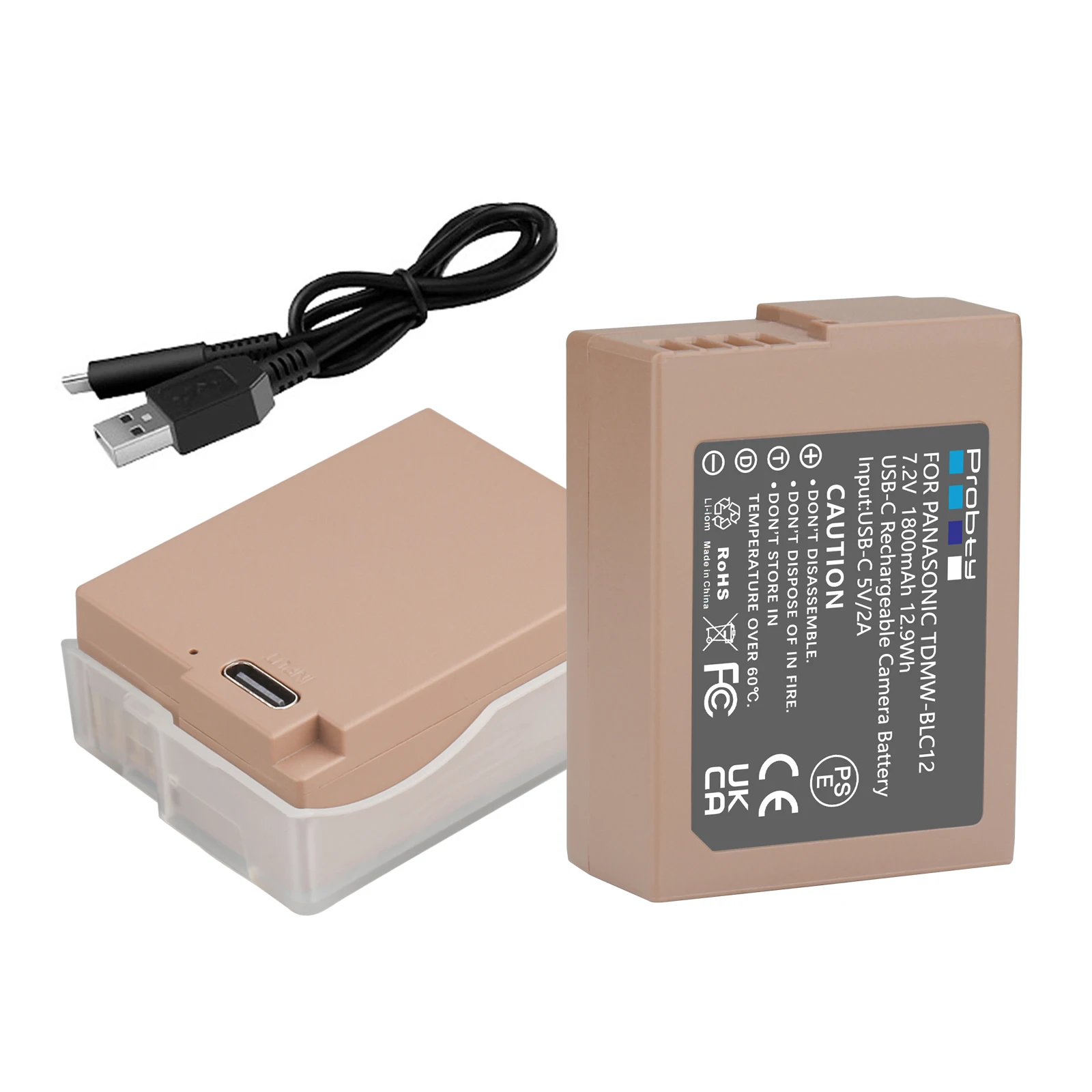 Фото DMW-BLC12 DMW-BLC12E Полнодекодический аккумулятор с входным портом Type-C для Panasonic Lumix DMC-FZ200 DMC-FZ1000 DMC-G5 G6 G7 GX8 DMC-G8 №1