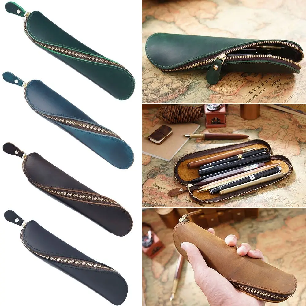 

Оригинальная портативная защитная ретро-сумка для ручек, чехол для канцелярских принадлежностей, сумка для хранения на молнии, чехол для карандашей