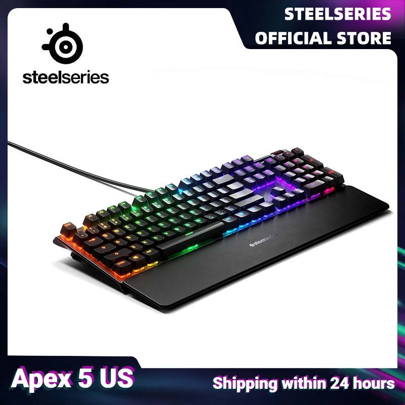 

Steelseries Apex 5 Keyboard US Hybrid Mechanical Gaming Keyboards with OLED Smart Display Aircraft Grade Aluminum Alloy Frame