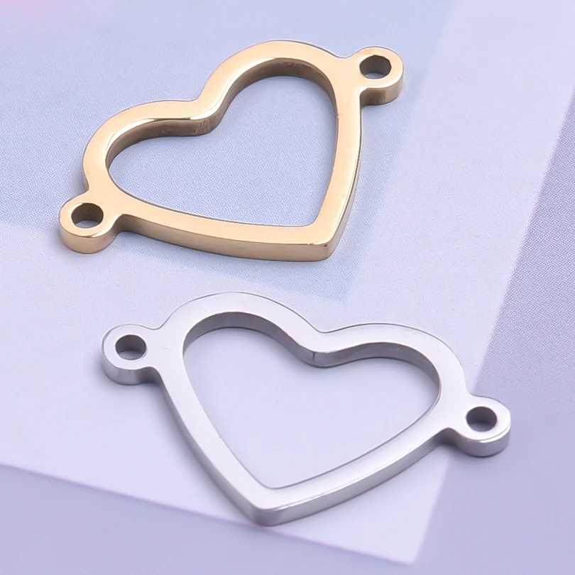 

10pcs Simple Fashion Heart Charm Pendant Jewelry Making Stainless Steel Pendants Necklace Bracelet Anklet Supplies Metal Finding
